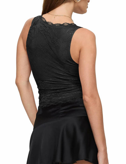 SAUNGKUAI Women's Sexy V Neck Sleeveless Lace Floral Top Bluenova Size S
