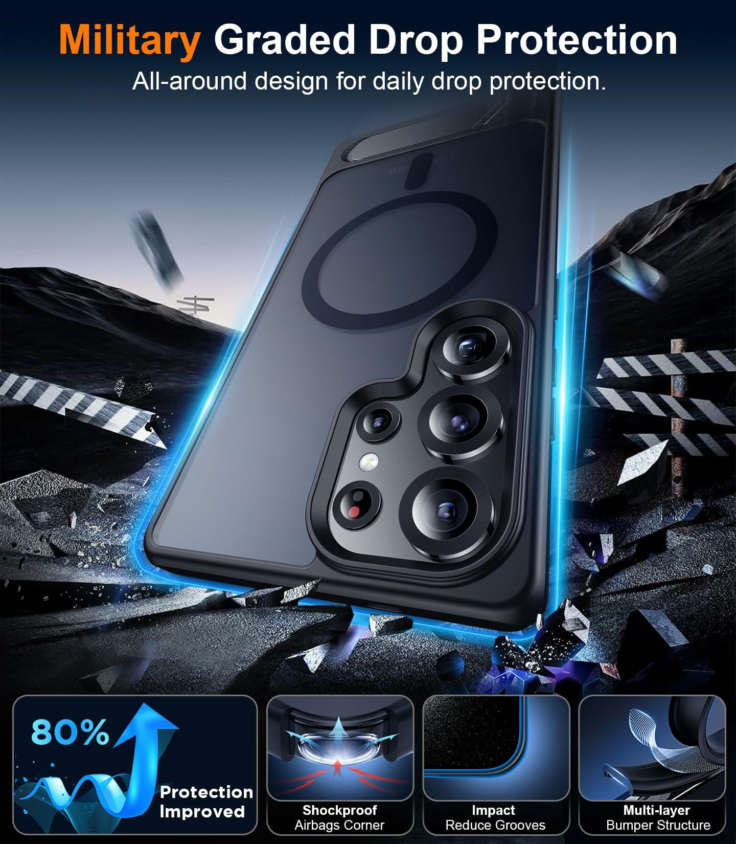 Temdan Magnetic Samsung Galaxy S25 Ultra Case 6.9" Black Shockproof