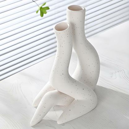 T9TDCS White Ceramic Vase Set of 2 Modern Nordic Boho Home Decor
