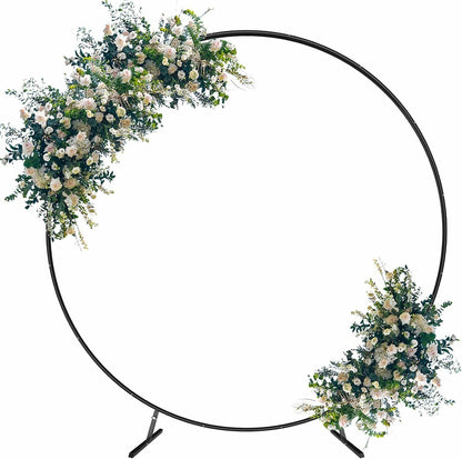 HEOMU Round Backdrop Balloon Arch Stand 7.3FT Gold Metal Art Deco