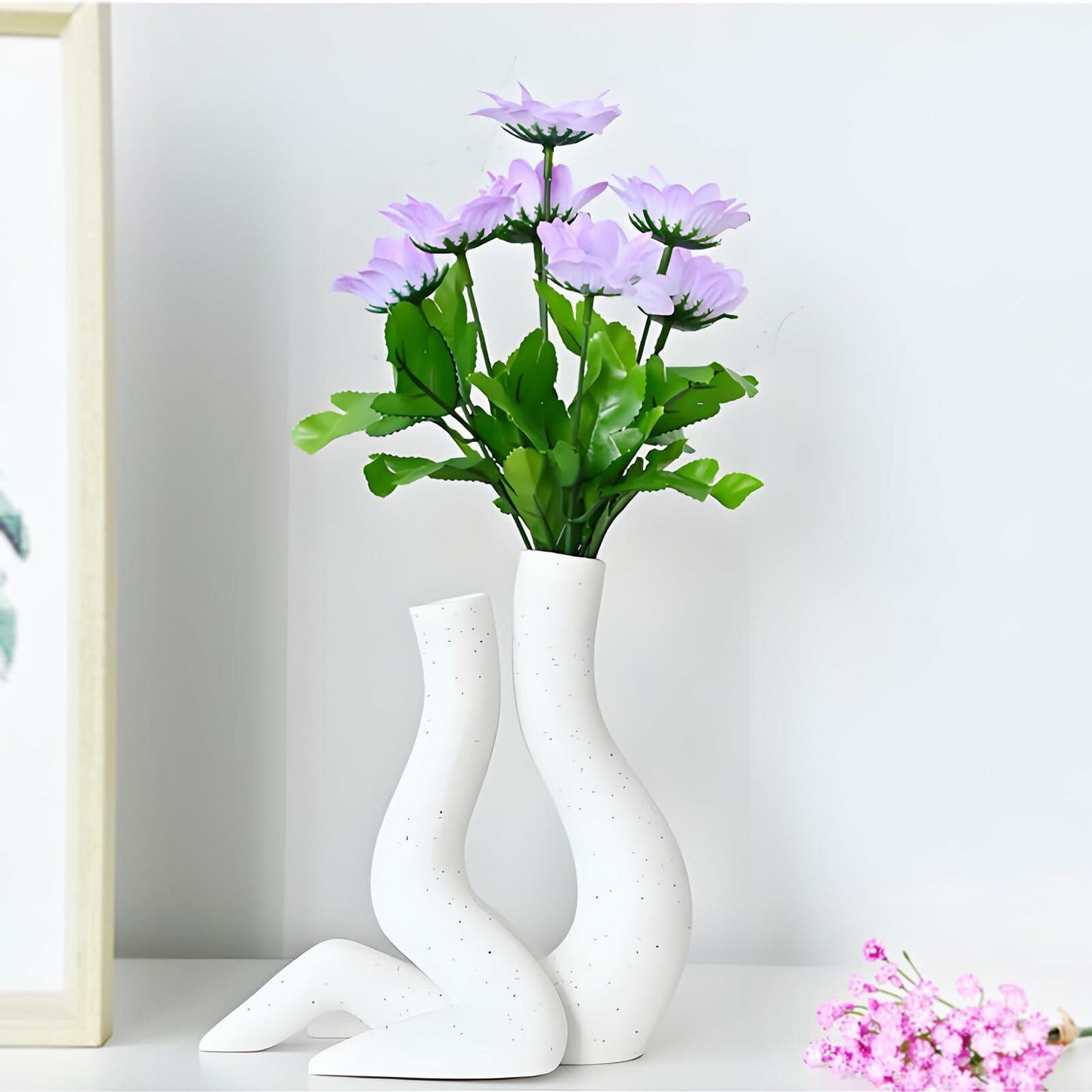 T9TDCS White Ceramic Vase Set of 2 Modern Nordic Boho Home Decor