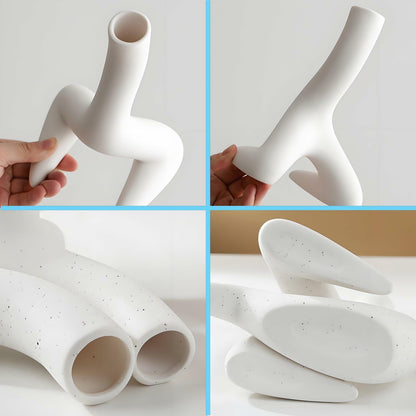 T9TDCS White Ceramic Vase Set of 2 Modern Nordic Boho Home Decor