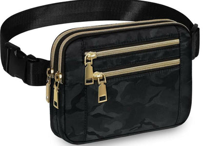 ZORFIN Fanny Pack Crossbody Belt Bag Adjustable Strap Camo Black One_Size