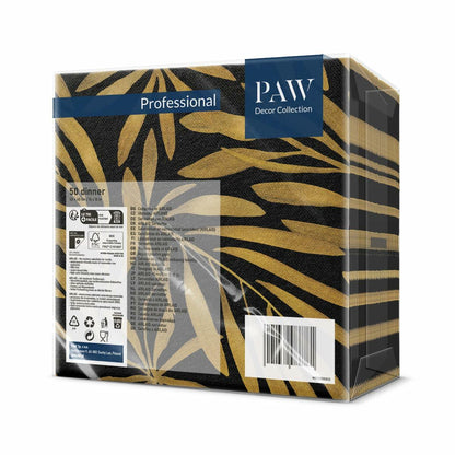 PAW Linen-Feel Paper Napkins 16x16 Golden Leaves Design 50 Pieces