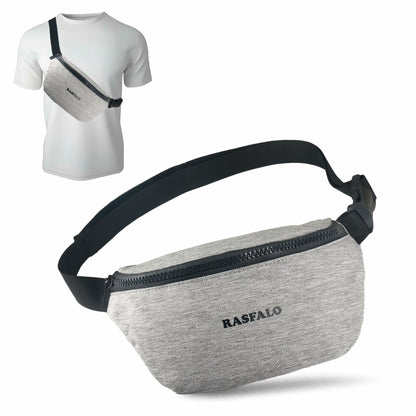 Rasfalo Fanny Pack Crossbody Bag Adjustable Belt Large Black Style 02
