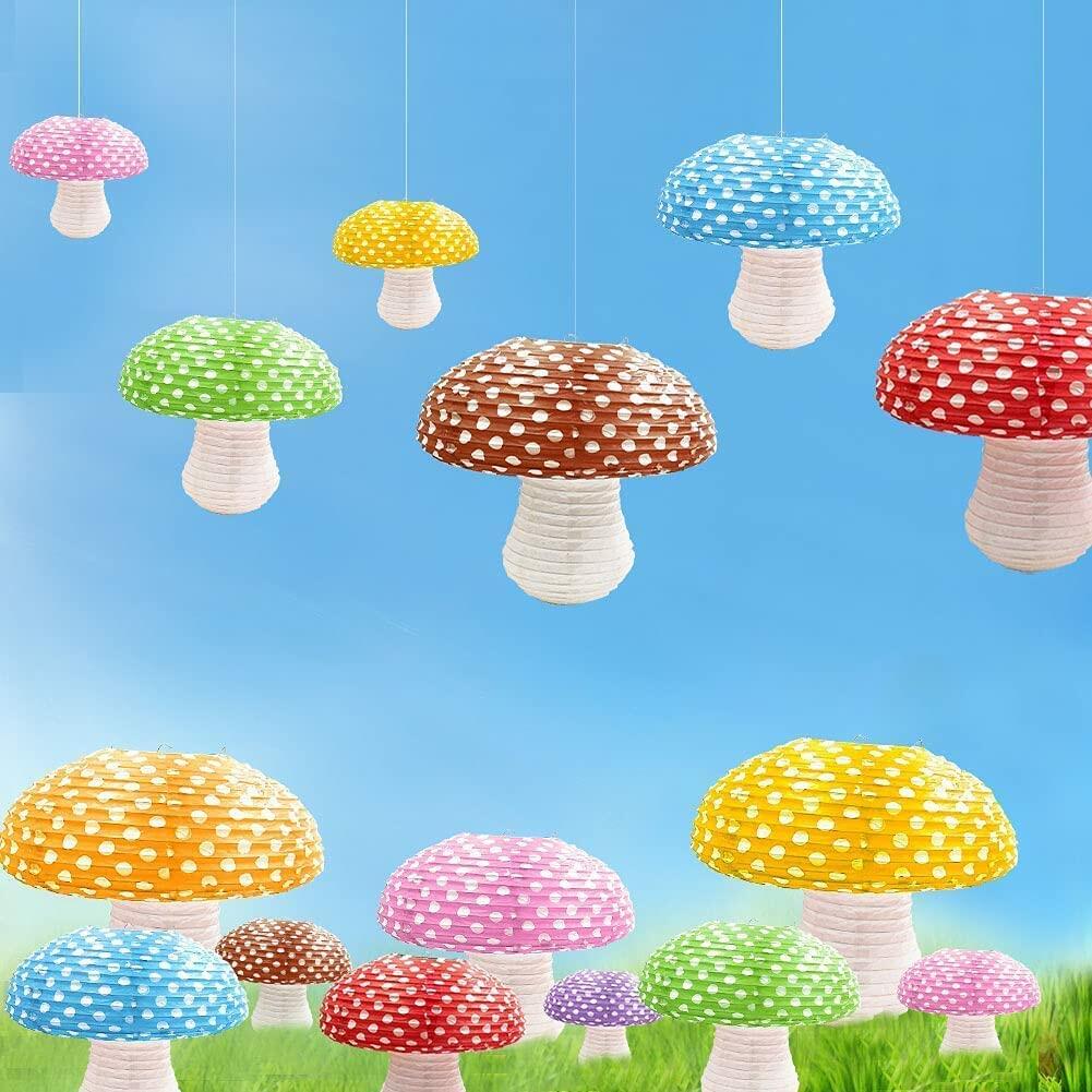 Lotus Mann 3PCS Large Navy Blue Mushroom Paper Lanterns Rustic Birthday Decor