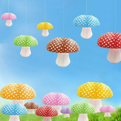 Lotus Mann 3PCS Large Navy Blue Mushroom Paper Lanterns Rustic Birthday Decor