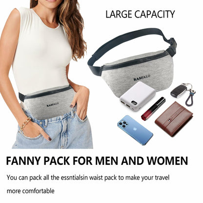 Rasfalo Fanny Pack Crossbody Bag Adjustable Belt Large Black Style 02
