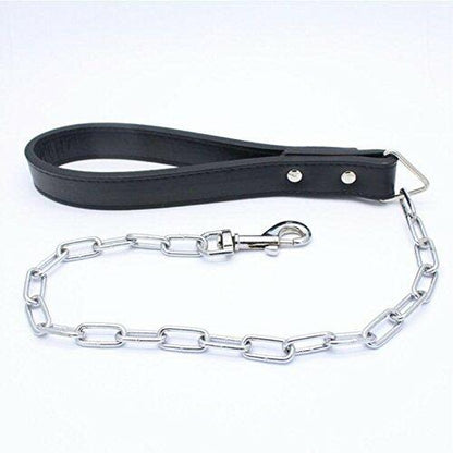 haoyueer Leather Spiked Studded Dog Collar & Chain Leash Set XL Black