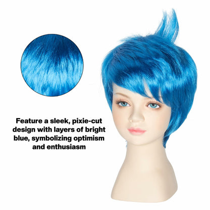 OPEN BOX M MISS U HAIR Short Straight Pixie-cut Wig Kids Vibrant Blue