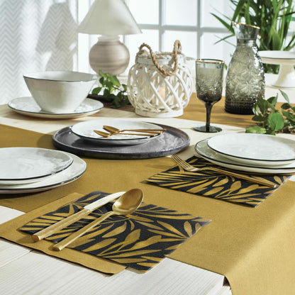 PAW Linen-Feel Paper Napkins 16x16 Golden Leaves Design 50 Pieces