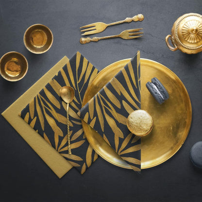 PAW Linen-Feel Paper Napkins 16x16 Golden Leaves Design 50 Pieces