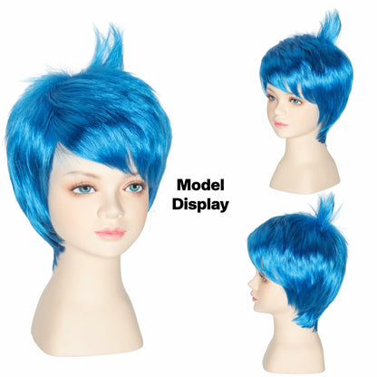 OPEN BOX M MISS U HAIR Short Straight Pixie-cut Wig Kids Vibrant Blue