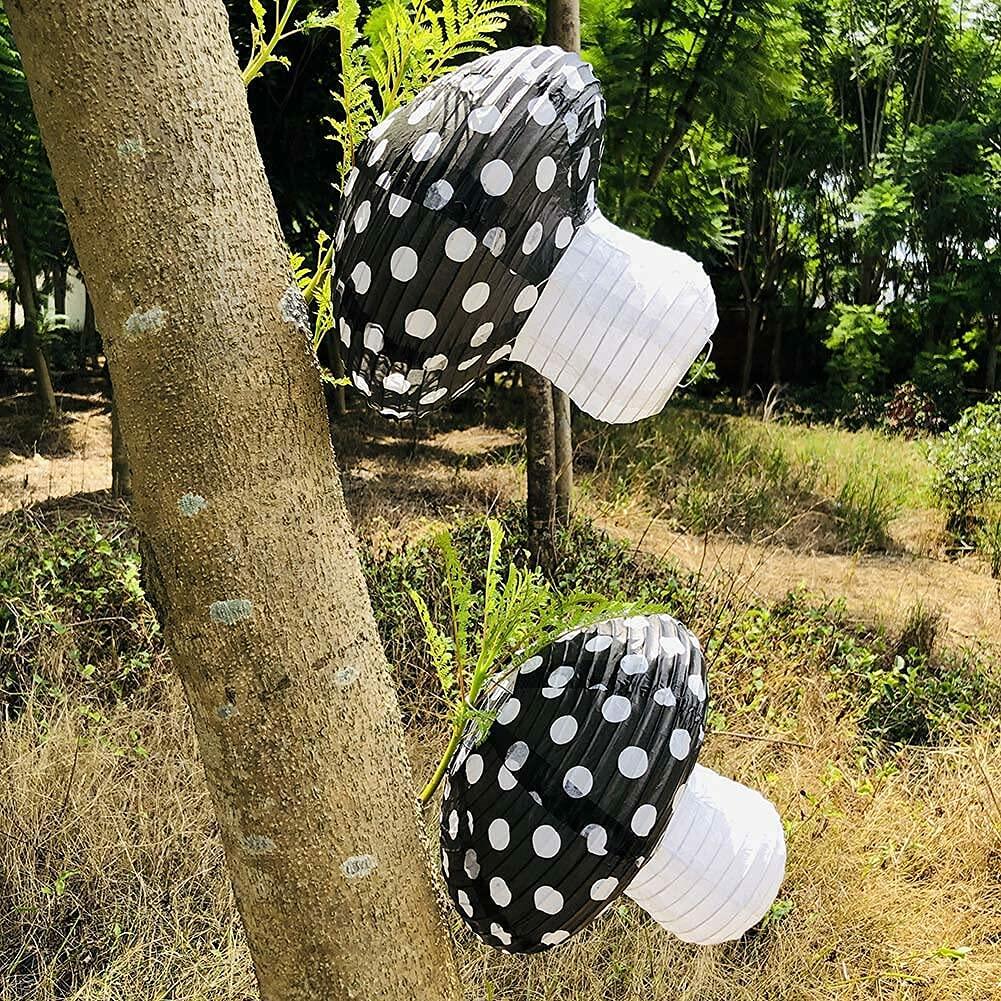 Lotus Mann 3PCS Large Navy Blue Mushroom Paper Lanterns Rustic Birthday Decor
