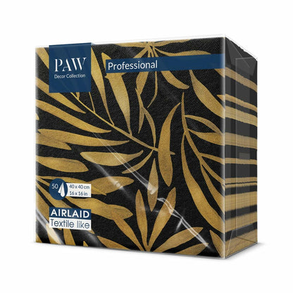 PAW Linen-Feel Paper Napkins 16x16 Golden Leaves Design 50 Pieces