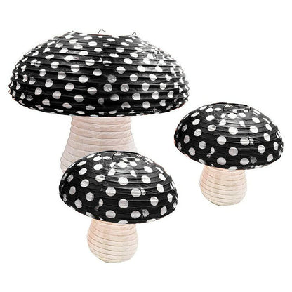 Lotus Mann 3PCS Large Navy Blue Mushroom Paper Lanterns Rustic Birthday Decor
