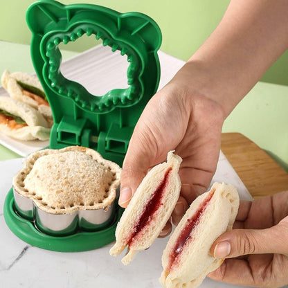 2Pcs Sandwich Cutter and Sealer Flower Shape Stainless Steel Green Red