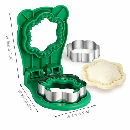 2Pcs Sandwich Cutter and Sealer Flower Shape Stainless Steel Green Red