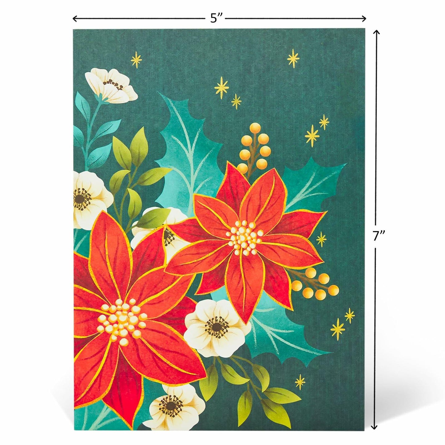 POPWOW Christmas Floral Poinsettia 3D Pop Up Card 5x7 with Envelope