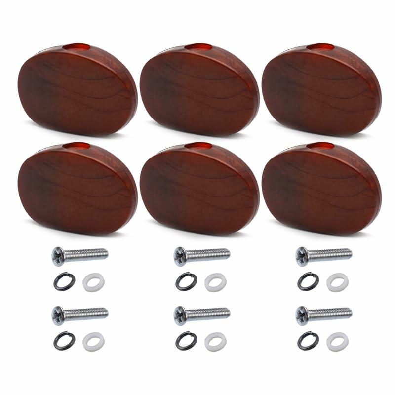 SAPHUE Guitar Tuning Pegs Brown Pearl 6PCS Universal Replacement Keys