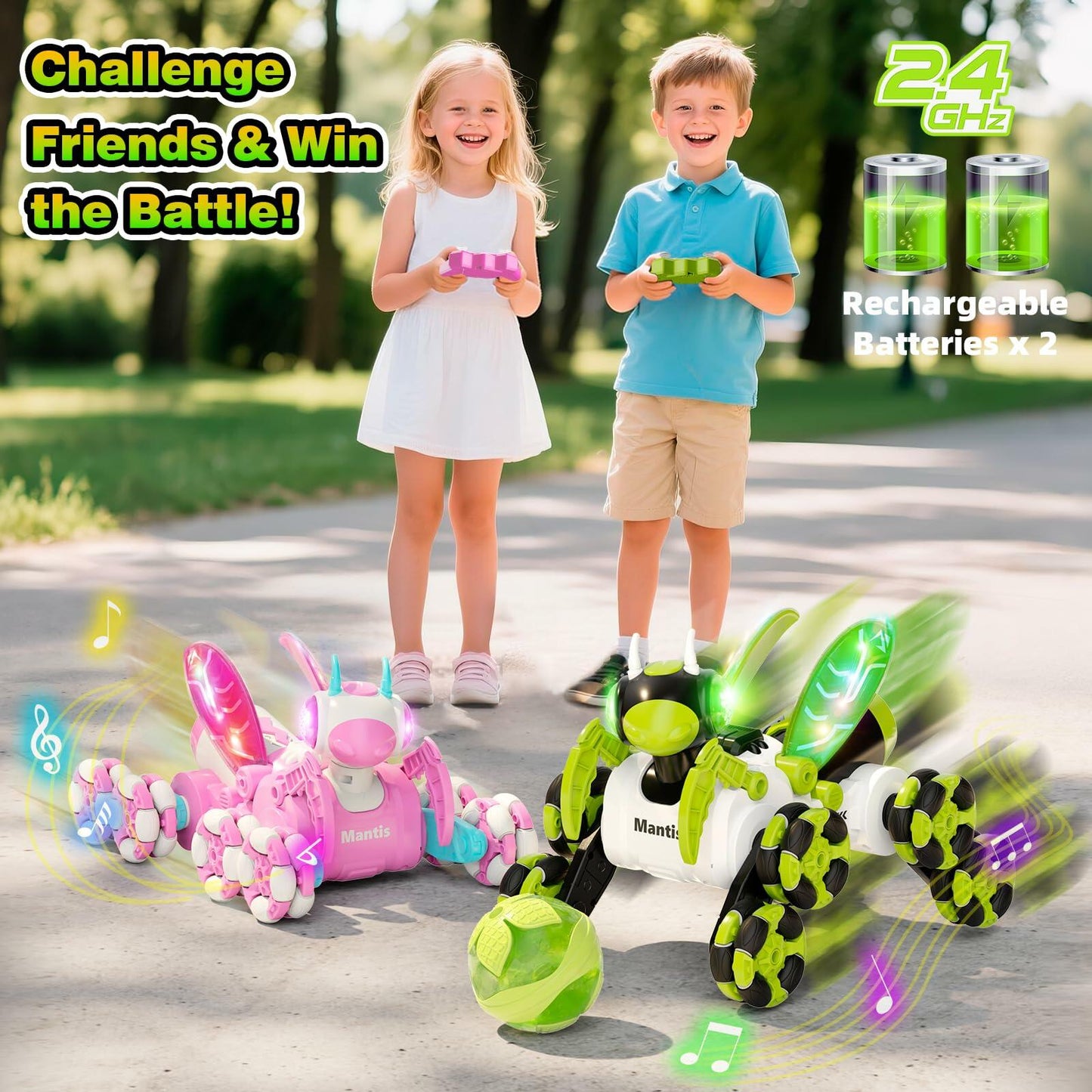 Terucle 8WD Bionic Mantis RC Drift Car 2.4GHz LED Lights Music Spray Green