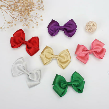 ZOLYCO 3 Inch Glitter Green Hair Bows Clips Alligator Hairpin 2 Count