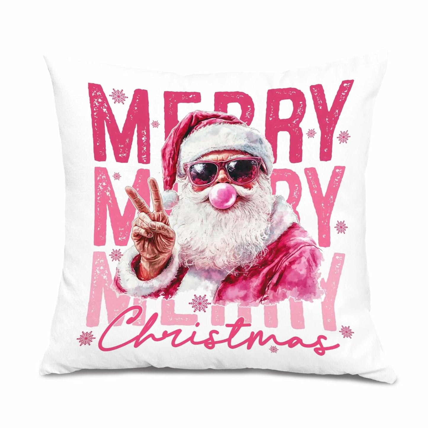 GDJIEGBC Pink Santa Christmas Pillow Cover 18x18 Flannel Holiday Decor