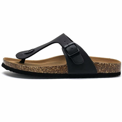 Torotto Flip Flops Thong Sandals Cork Footbed Adjustable Black Size 44