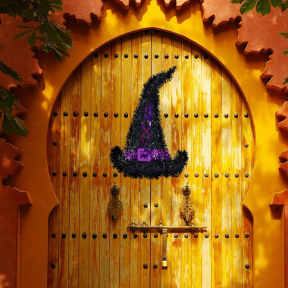 MAGICLULU Witch Hat Metal Wire Wreath Frame Black 34x32cm 2pcs