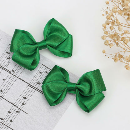 ZOLYCO 3 Inch Glitter Green Hair Bows Clips Alligator Hairpin 2 Count
