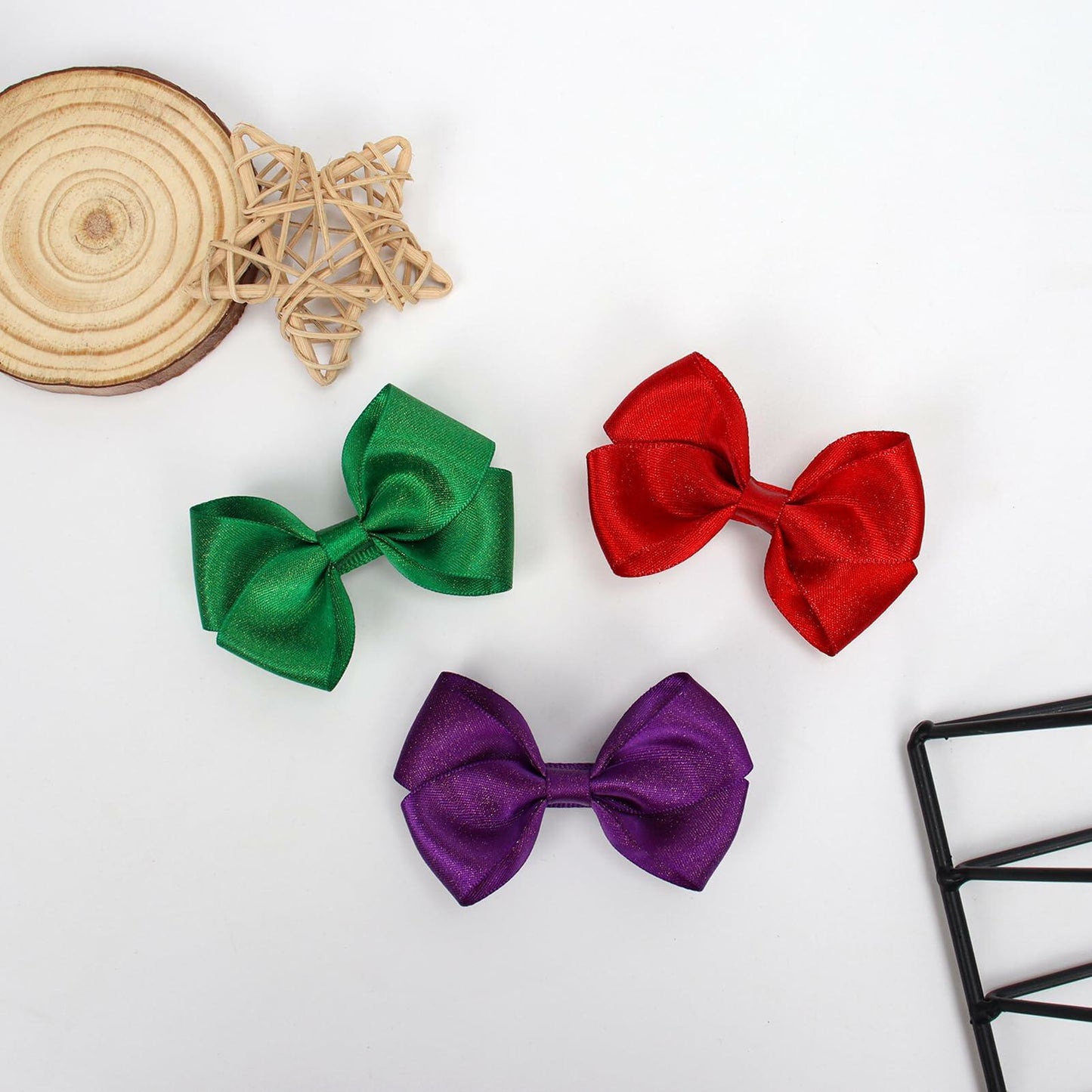 ZOLYCO 3 Inch Glitter Green Hair Bows Clips Alligator Hairpin 2 Count