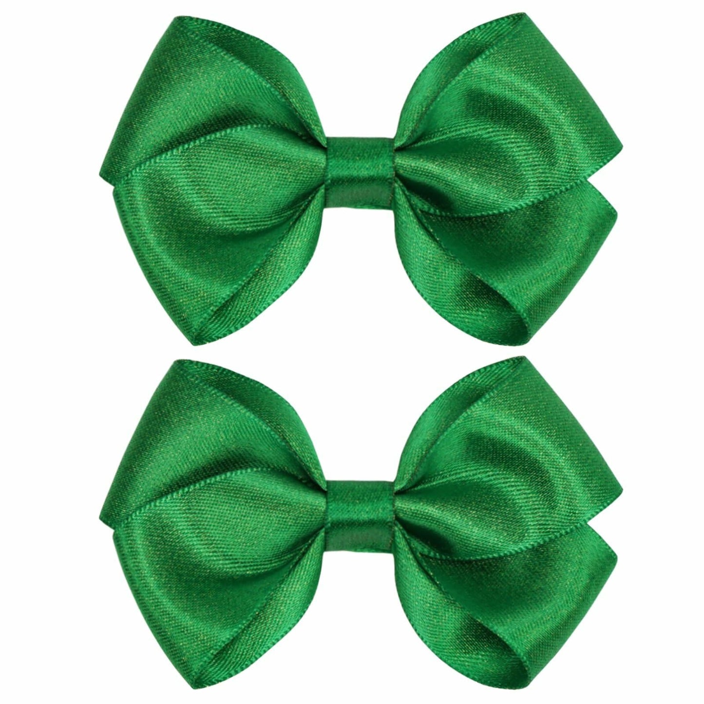 ZOLYCO 3 Inch Glitter Green Hair Bows Clips Alligator Hairpin 2 Count