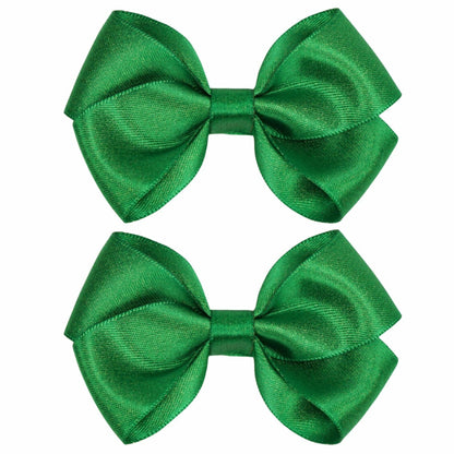 ZOLYCO 3 Inch Glitter Green Hair Bows Clips Alligator Hairpin 2 Count