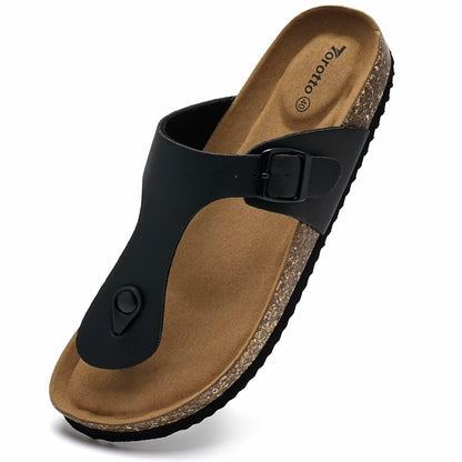 Torotto Flip Flops Thong Sandals Cork Footbed Adjustable Black Size 44
