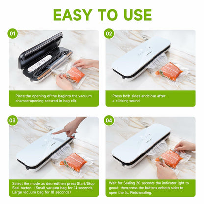 Amz Jet Vacuum Sealer Food LED Touch Digital White 50 Bags Included