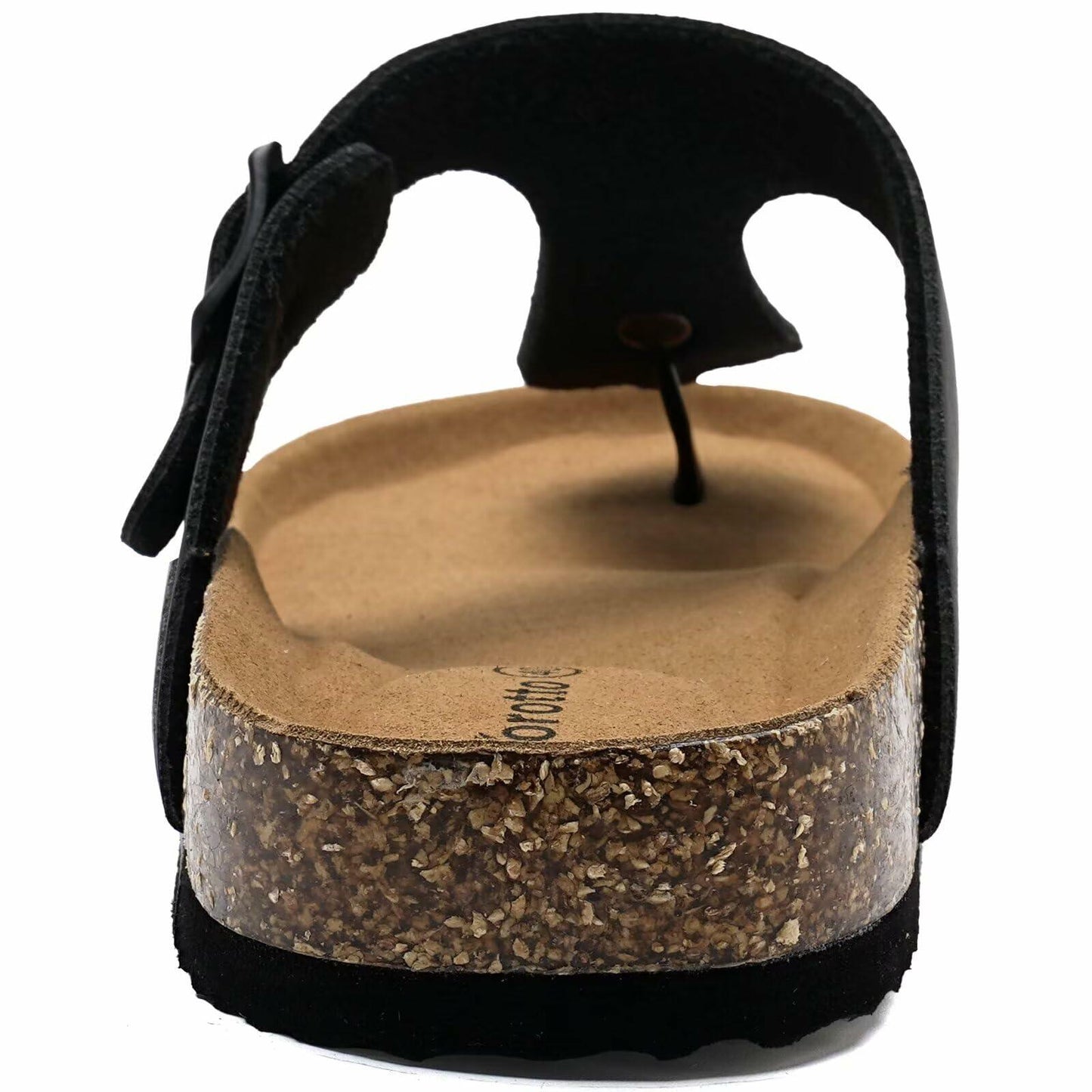 Torotto Flip Flops Thong Sandals Cork Footbed Adjustable Black Size 44