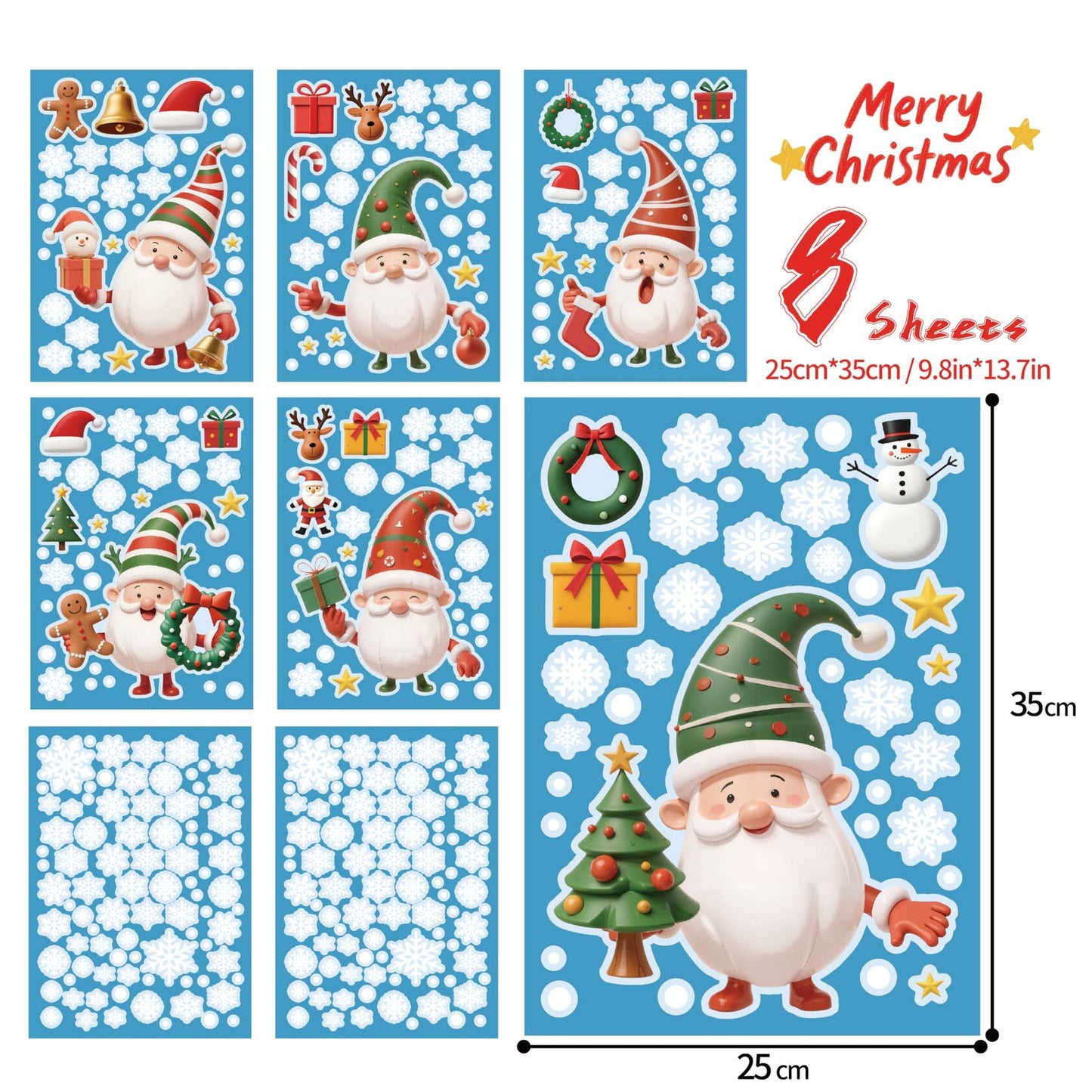 XISHIUYIS 396Pcs Christmas Window Decorations Removable Clings White