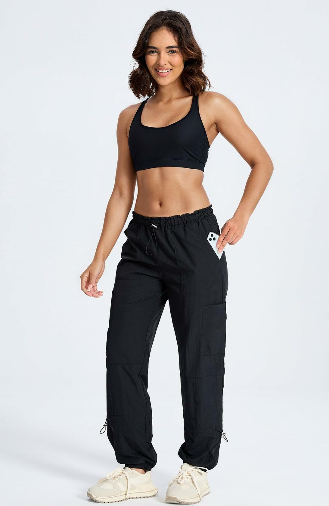 DISCIPBUSH Lightweight Hiking Cargo Pants Women Black Size S