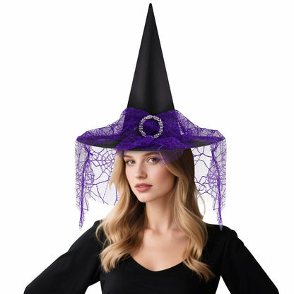 Doitory Halloween Witch Hat Purple Cotton Costume Accessory One Size