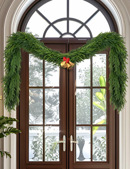 Aurdox 9FT Real Touch Norfolk Pine Garland Green Artificial Christmas