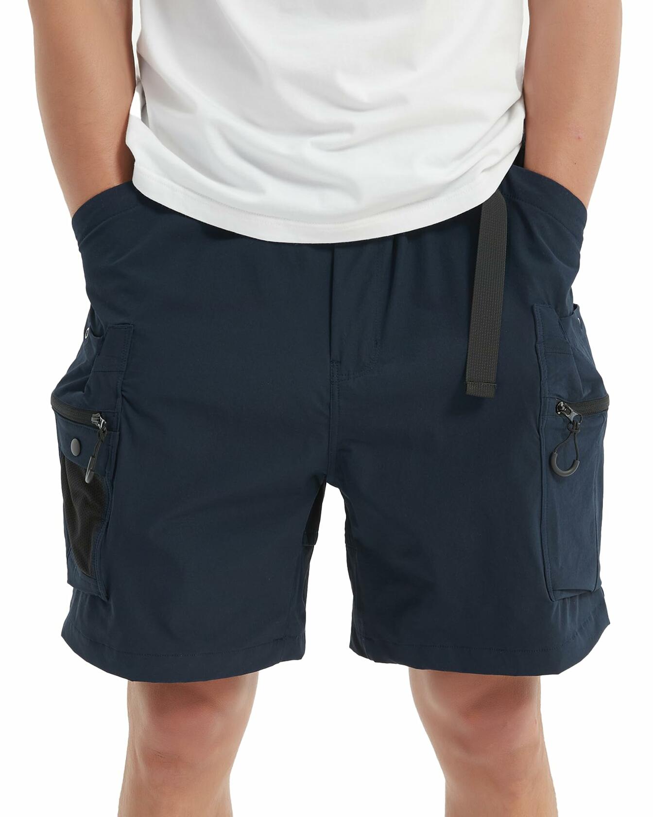 MONTFLIX Men's Hiking Cargo Shorts Lightweight Quick Dry Multi Pocket Navy M