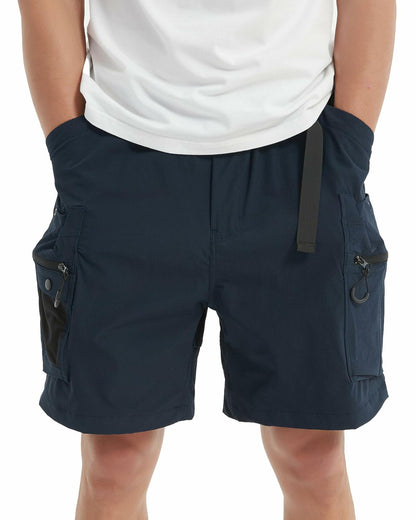 MONTFLIX Men's Hiking Cargo Shorts Lightweight Quick Dry Multi Pocket Navy M