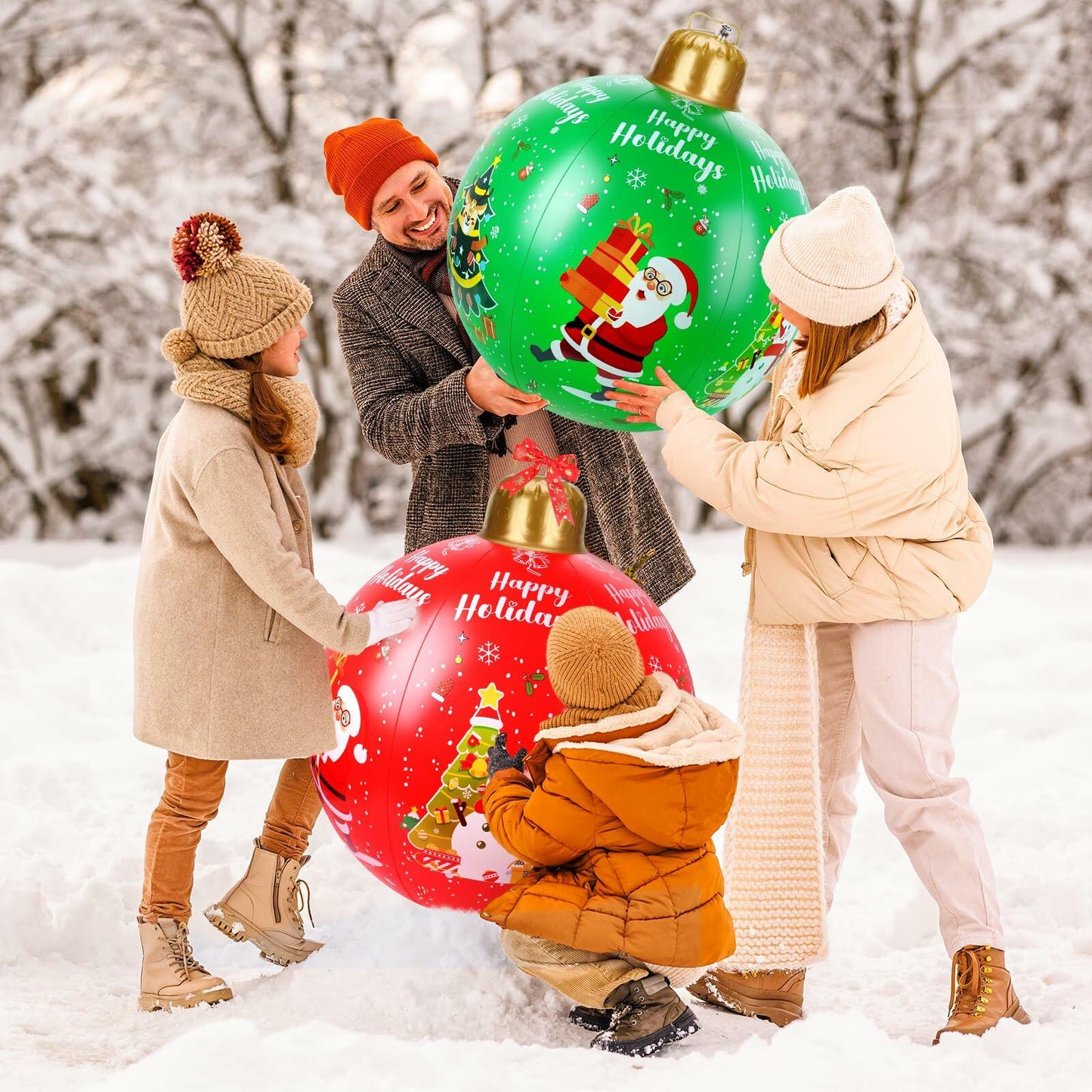 SUIMOT 2 PCS 24" PVC Giant Inflatable Christmas Balls Red Green Outdoor