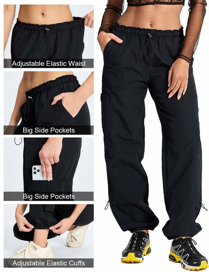 DISCIPBUSH Lightweight Hiking Cargo Pants Women Black Size S
