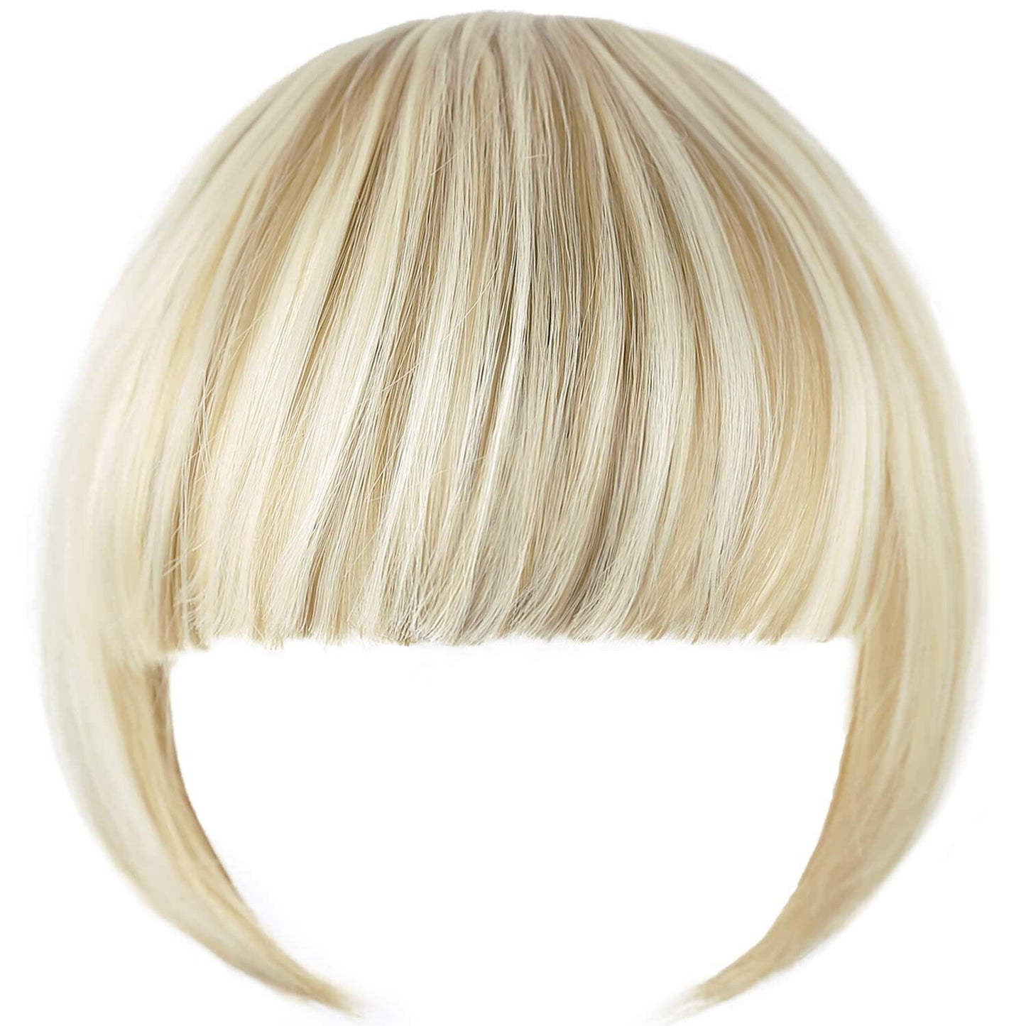 XRACEPHOL Blonde Bangs Clip-in Thick Natural Full Front Straight Hairpiece