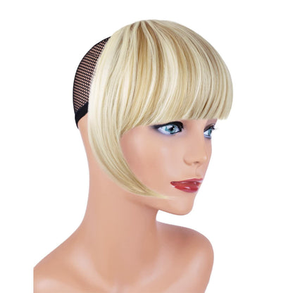 XRACEPHOL Blonde Bangs Clip-in Thick Natural Full Front Straight Hairpiece