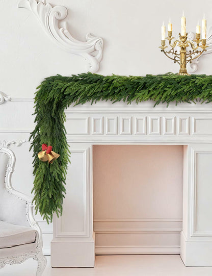 Aurdox 9FT Real Touch Norfolk Pine Garland Green Artificial Christmas