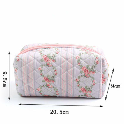 Dalulu Floral Pencil Case Makeup Bag Organizer Large Floret Cotton