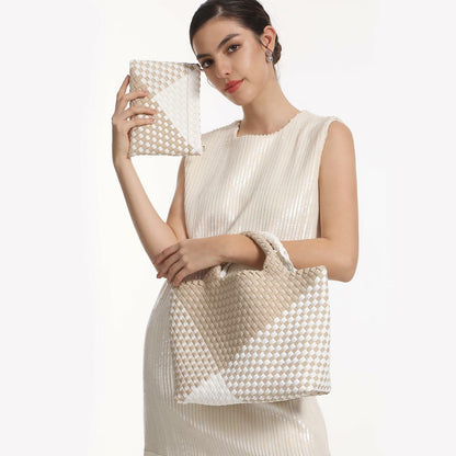 LIKEBAG Neoprene Woven Tote Bag Summer Beach Handbag Purse 11.1x12.2x4.75in