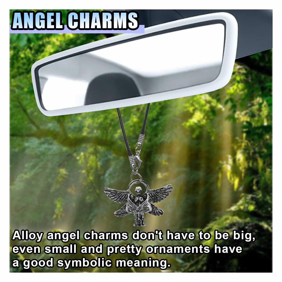 LAINLOY Guardian Angel Car Pendant Metal Six-Winged Rear View Mirror Charm Gold